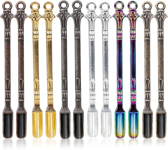 Mini Spoons - TRACOMPAN 12Pcs Mini Shovel Snuff Spoon for Spice Jars, Medicine Scoop, Glitter Mica Powder Spoon Tiny Tasting Spoon