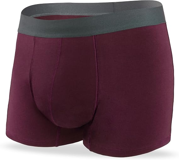 Mens Incontinence Underwear Washable Leak Proof Boxer Briefs Absorbency 2.3 oz Prostate Bladder Control 1 Pack (Maroon, 2XL)