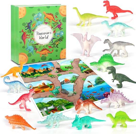 OKYUK Advent Calendar 2025, Dinosaur Kids Advent Calendar with 16 Unique Dinosaurs, Surprise Dinosaur Toys for Children Ages 3 and Up