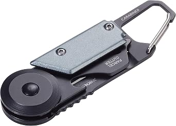 Troika Mini tool with 5 functions, EGON parcel cutter carabiner small saw blade 420 stainless steel, aluminium black, titanium coloured