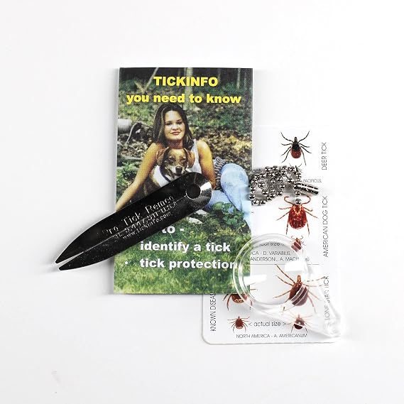 1 Pack Tick Removal Tool for Dogs Cats Horses Humans and Pets - Includes 5X Magnifier Tick ID Card and Tick Remover Pamphlet