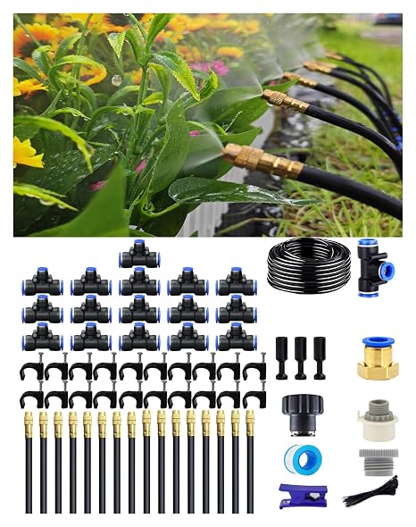 360 Adjustable Drip Irrigation Sprinkler Kit Garden Watering System | 12mm High-Flow Mainline Tubing,Easy Installation, Automatic Garden Mister- Watering for Lawn,Plants,flower bed,greenhouse