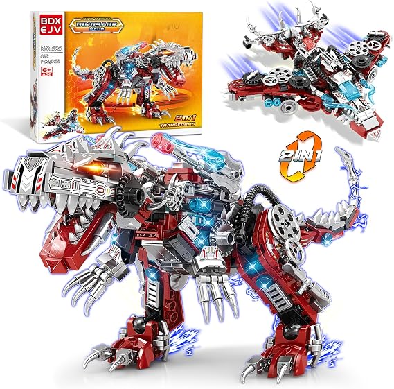 BDXEJV STEM 2 in 1 Dinosaurs Building Kits 422PCS, Compatible with Normal Dinosaurs Bricks, Toys for Kids Age 6-10 Year Old, Educational Building Sets Best Gifts for Boy 6-10