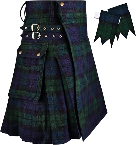 Valor Tartan Utility Kilt for Men I 16oz Scottish Tartan Kilts 5 Yards Premium Acrylic Wool Kilts Traditional Mens Kilt