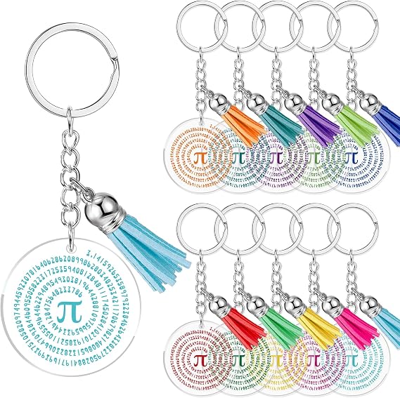 Remuuly 100 Pcs Pi Day Keychain Gift Bulk Math Party Favor Pi Symbol Keychain for Event Math Teachers Lover Club Party Favors