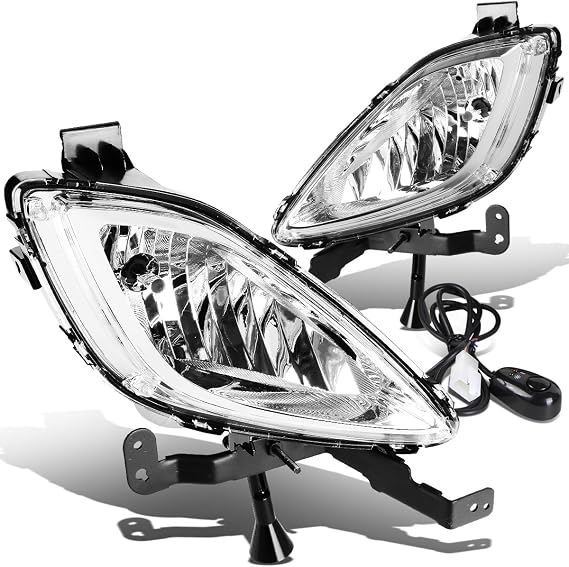 DNA MOTORING FL-ZTL-132-CH Fog Light With Switch Driver & Passenger Side Enhance visibility [Compatible with 11-13 Elantra 4-Door Sedan]
