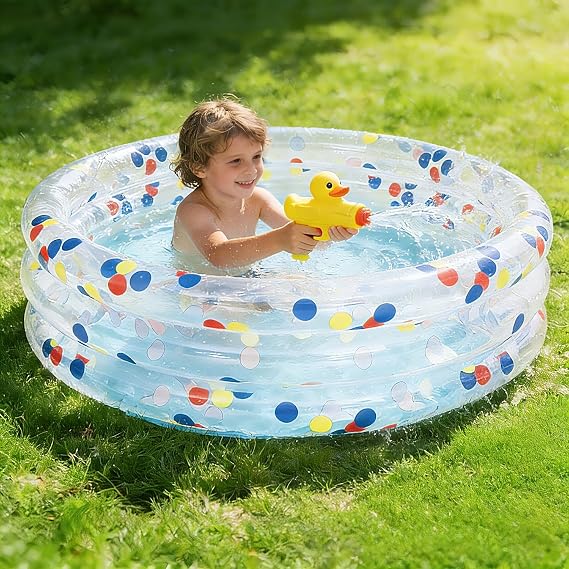 Kids Inflatable Swimming Pool, 39" Splash Pool for Children Ages 3+, Outdoor Water Play Pool with Drain Plug for Summer Fun