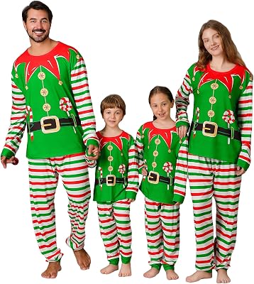 ANGELGGH Matching Family Christmas Pajamas Sets, Holiday PJs with Top and Pants, Cute 2 Piece Sleepwear for CouplesWomenMen
