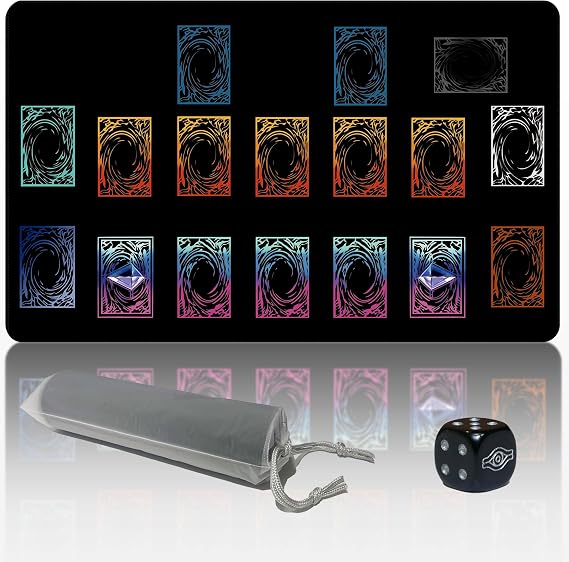 for Yu-Gi-Oh Playmat Single Player,with Free Limited - Edition dice and Storage Tube Size 24 * 14