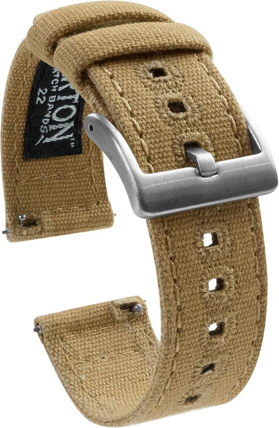 Barton Canvas Quick Release Watch Band Straps - Choose Color & Width - 18mm, 19mm, 20mm, 21mm, 22mm, 23mm, or 24mm