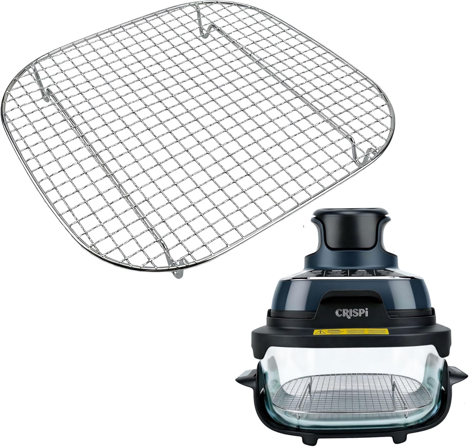 LANEJOY Crisper Rack for Ninja Crispi Air Fryer FN101, 304 Stainless Steel Replacement Parts for Ninja Crispi, Ninja Crispi Accessories, Food Grade （Mesh）