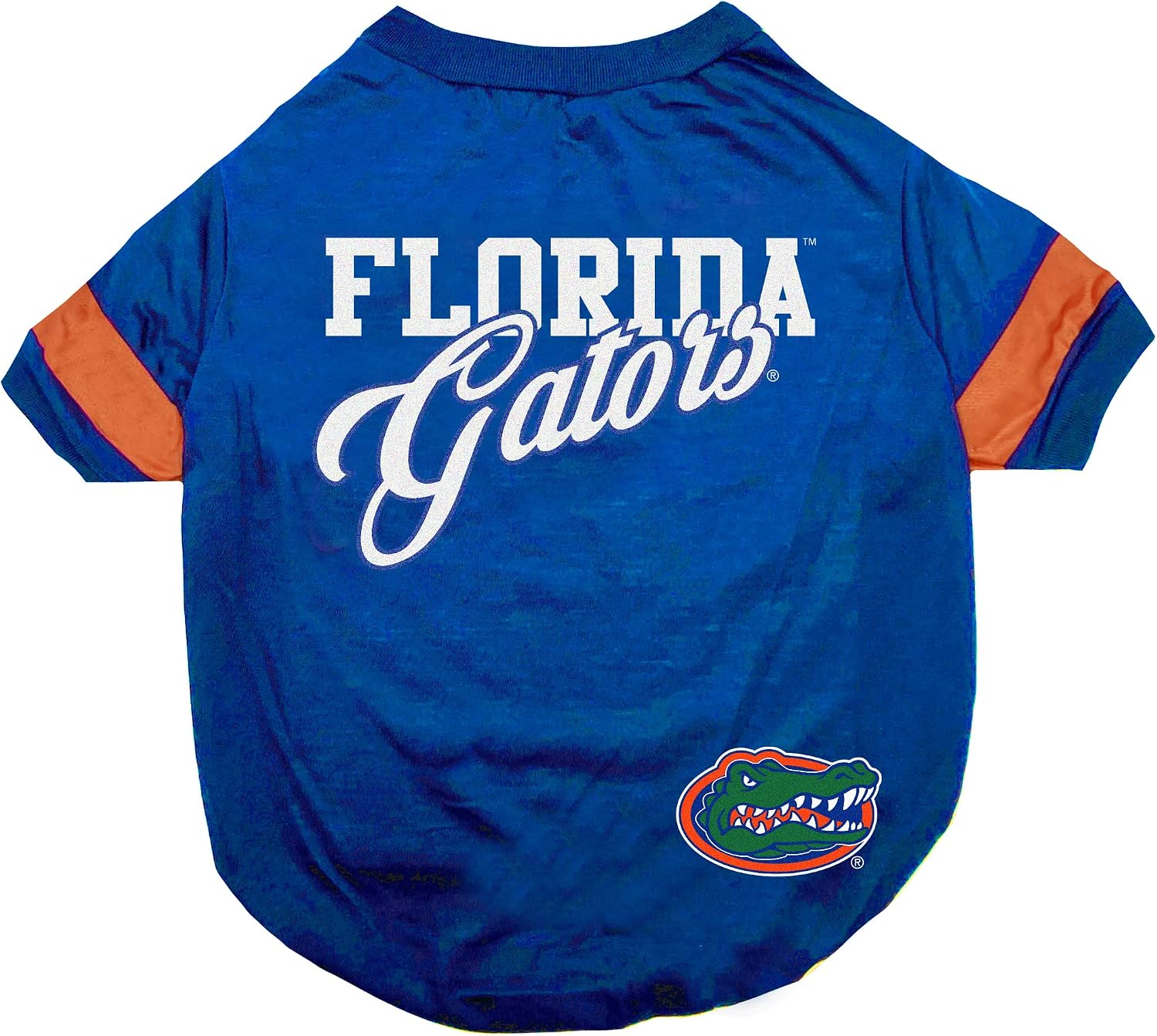 NCAA Florida Gators T-SHIRT for DOGS & CATS, Large. FOOTBALLBASKETBALL DOG SHIRT for College NCAA Team Fans. NEW & UPDATED FASHIONABLE STRIPE DESIGN, DURABLE & CUTE SPORTS PET TEE SHIRT OUTFIT