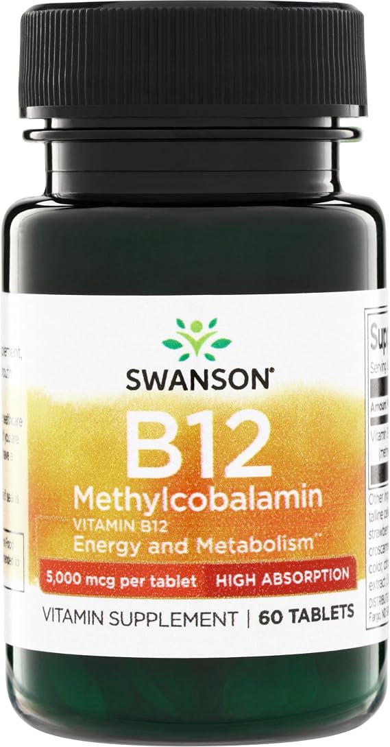 Swanson Vitamin B-12 Methylcobalamin, 5000 mcg, 60 Tablets