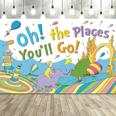 Banner Backdrop for Oh The Places Youll Go with 70.8X43.3,Large Party Decorations Photography Background for Graduation Supplies