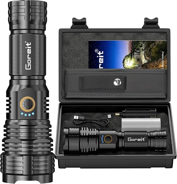 Flashlights LED High Lumens Rechargeable, 20000 LM Super Bright Flash Light | 12H Long Lasting High Powered Flashlight, 5 Modes Waterproof Handheld Flashlights for Emergency Camping Hiking Gift