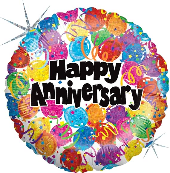 Betallic Party Anniversary Holographic Balloon, 18", Multicolor (86450P)