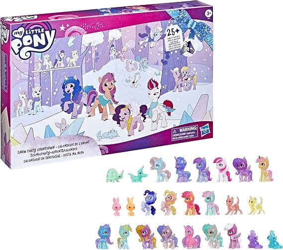 My Little Pony: A New Generation Movie Snow Party Countdown Advent Calendar Toy for Kids - 25 Surprise Pieces, Including 16 Pony Figures