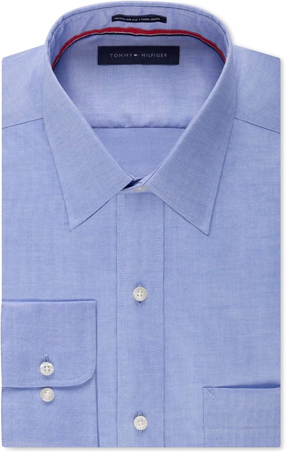 Tommy Hilfiger Men's Regular Fit Non Iron Solid Dress Shirt -
