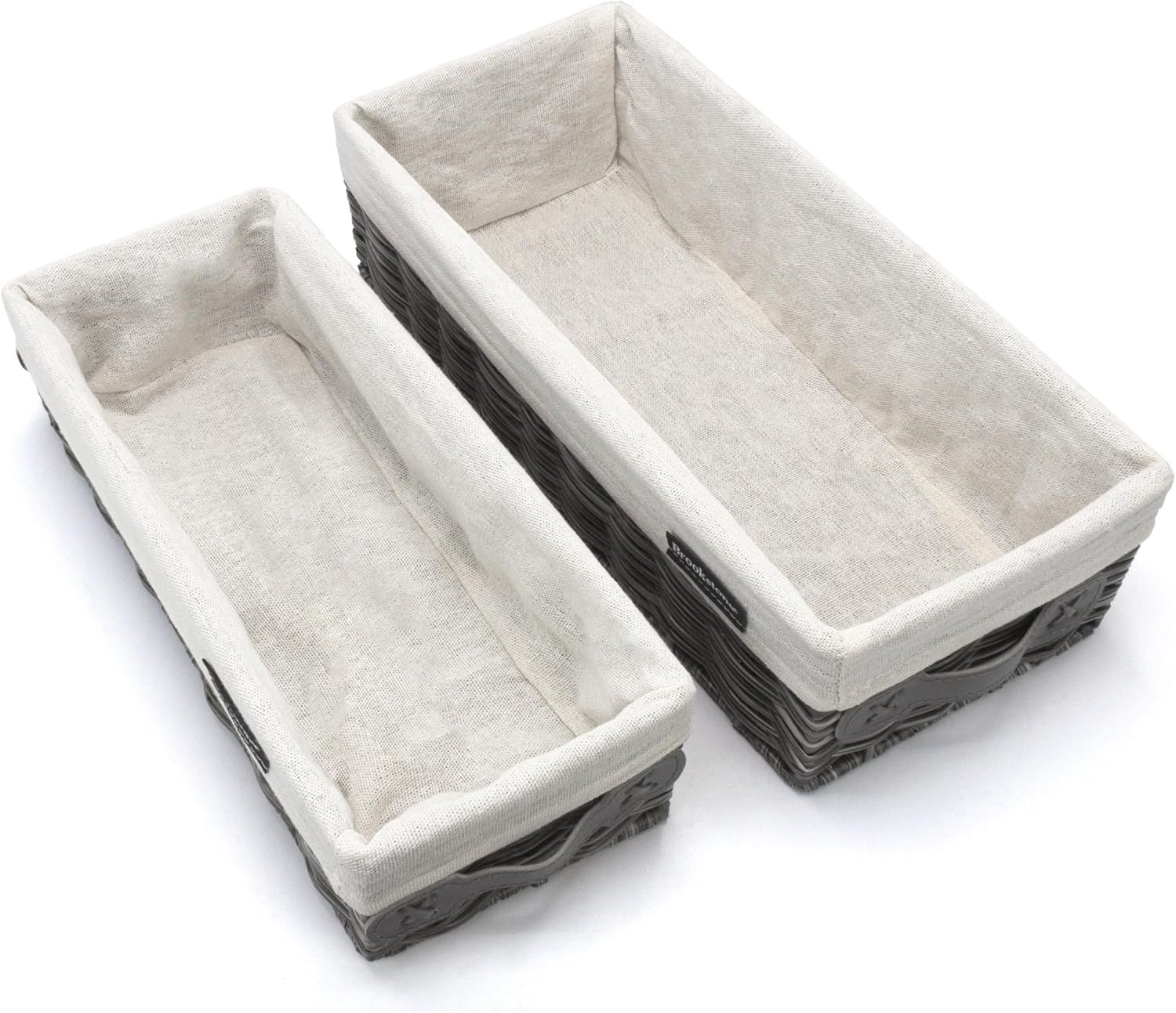 Brookstone Wicker Shelf Storage Basket Decorative Shelf Bin, bathroom organizers and storage, Boho Living Room Decor, Summer Storage 2025-2 Piece Set
