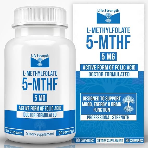 L Methylfolate 5mg | 90 Capsules | Optimized & Highly Bioactive Methyl Folate Supplement | 5-MTHF Supports for Energy, Focus & Mood | Non-GMO, Gluten Free, Vegan | 3 Month Supply