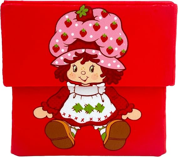 Happy Nappers Strawberry Shortcake 8" Storable Box - Red Fabric Toy Bin | Reinforced 8 Inch Square Storage Cube with Lid, Sturdy Fabric Container for Books, Games, Craft Supplies and Kids Decor