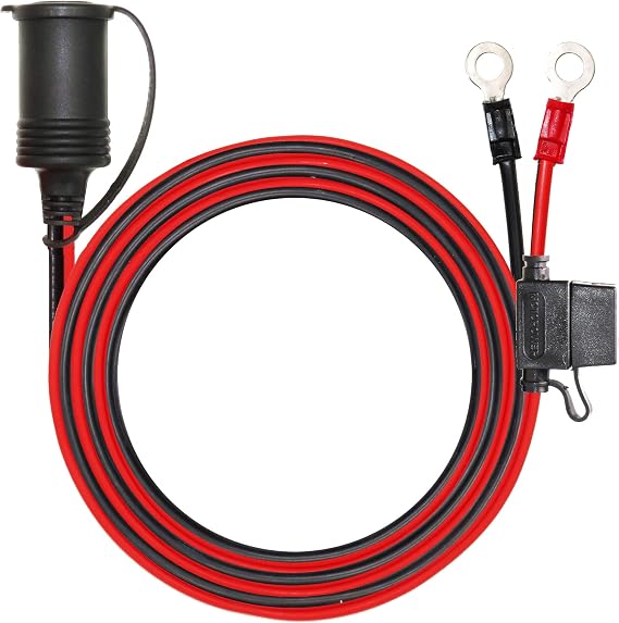 MOTOPOWER MP68999C 12FT Ring Terminal Socket Adapter Cable with Fuse Protection