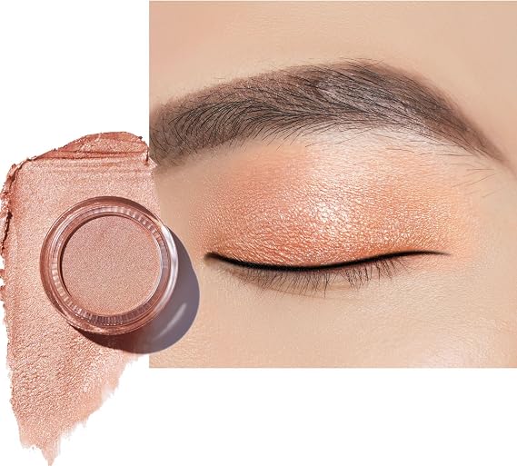 Oulac Shimmer Eyeshadow Satin Finish| Peach Eyeshadow & Highlighter Duo| Waterproof & Long-Lasting| Longwear Blendable Shimmer Eye Make-up | Vegan | 06g (O10) Sahara Gold