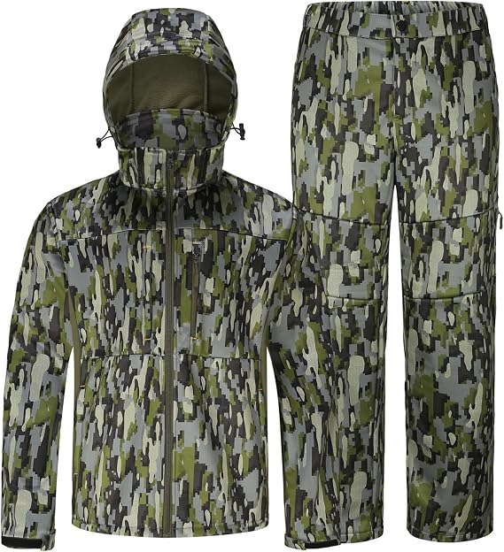 UIIHUNT Hunting Clothes for Men with Fleece Lining: Safety Strap Compatible Water Resistant Silent Hunting Jacket and Pants