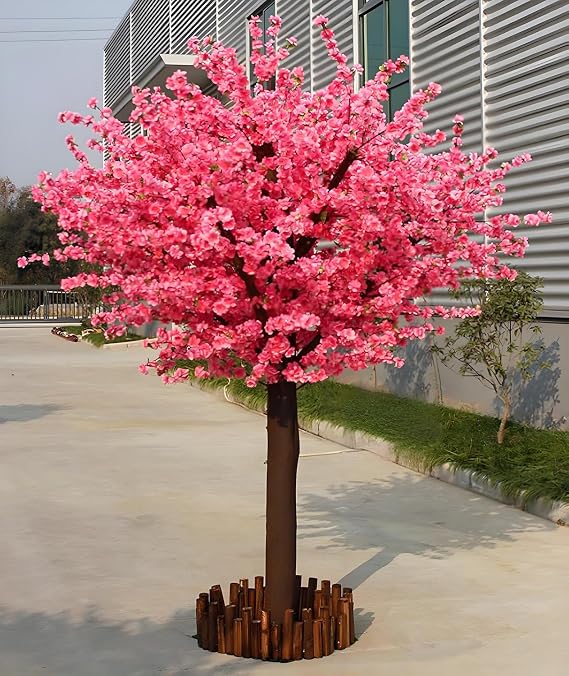 Artificial Peach Blossom Trees,Peach Blossom Tree Wishing Tree,Stunning Artificial Peach Blossom Trees,for Indoor Outdoor Wedding Decor,Simulation Peach Tree Vine A:3.93 * 3.28ft