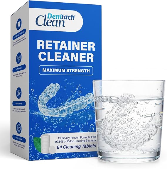 Retainer Cleaner Tablets, Compatible with Invisalign, Approved for Ultrasonic Cleaners, DEEP CLEANSER Formula Cleans Below the Surface, Denture Cleaning Tablets, Removes Stains, Aligners, Mouth Guard