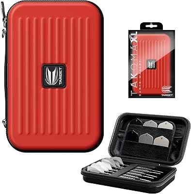 Target Darts Takoma XL Darts Wallet Case, Red Holds 6 Darts, Protective EVA Holder with Double Zip Lock Pouches Professional Dart Accessories