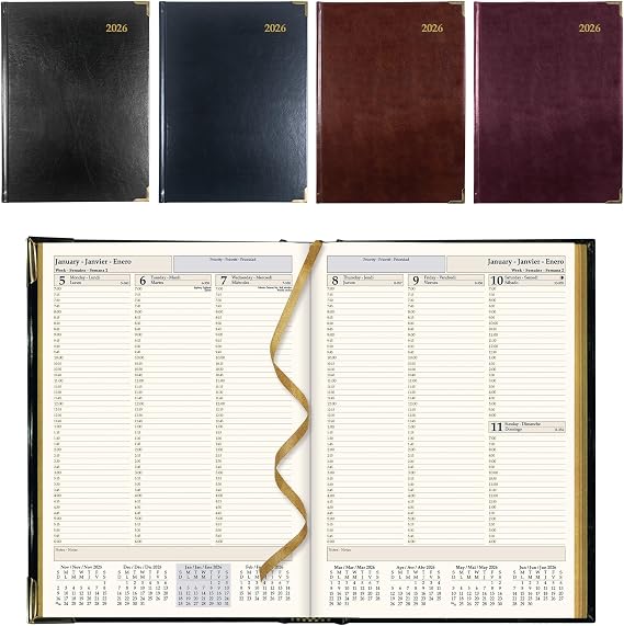 Brownline 2026 Executive Weekly Planner, Appointment Book, 12 Months, January to December, Sewn Binding, 10.75" x 7.75", Assorted Colors, Trilingual (CBE512.ASX-26)