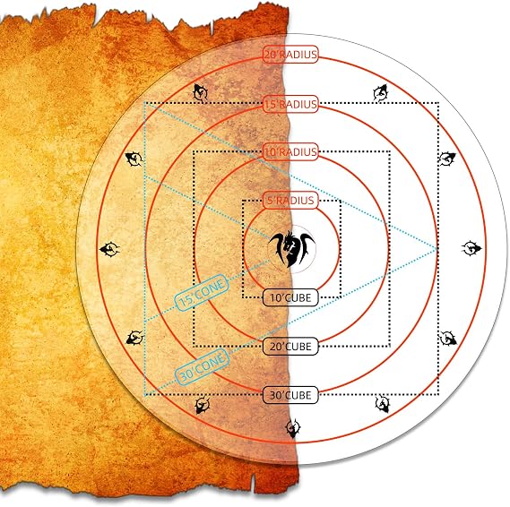 Byhoo Upgrade DND AOE Damage Maker,DND Area Effect Template,Board Game AOE Area Damage Measure Tool,Tabletop Game Mat RPG Accessories for DND and Other TTRPG,Table Game Props for RPG