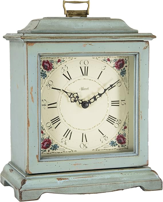 Hermle 22518LB0340 Austen Bracket-Style Mechanical Mantel Clock - Light Blue