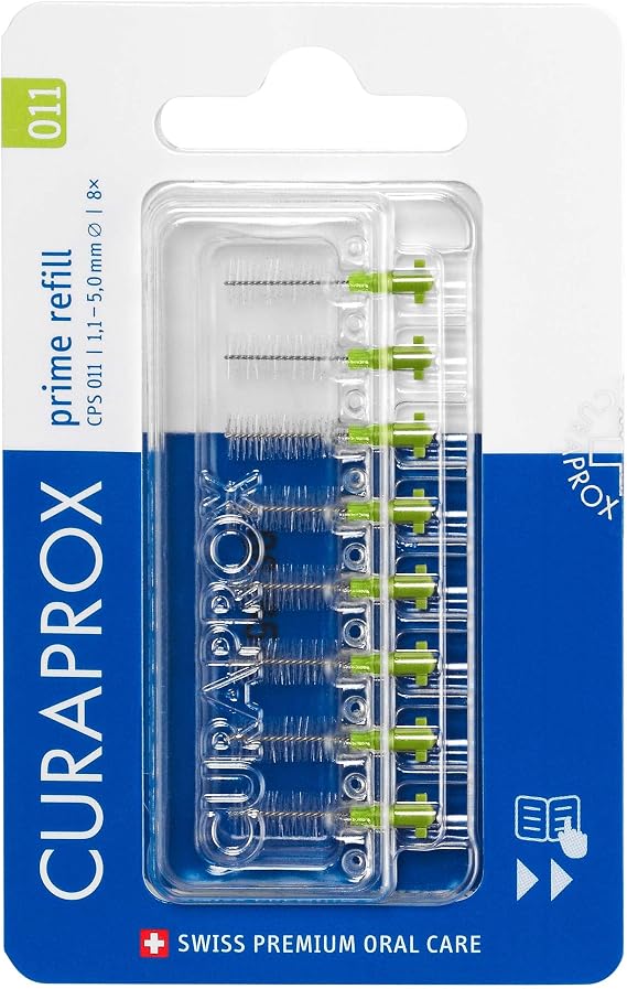 Curaprox Interdental Brush Refills CPS Prime, Size 011, Green, 8-Pack