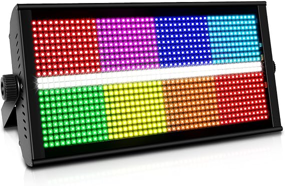 500W 960LEDs RGBW Stage Strobe Light for DJ | Metal Construction 135 Wide Coverage, Sound Activated DMX & RDM Control, Great for Club Music Show Mobile Wedding Party