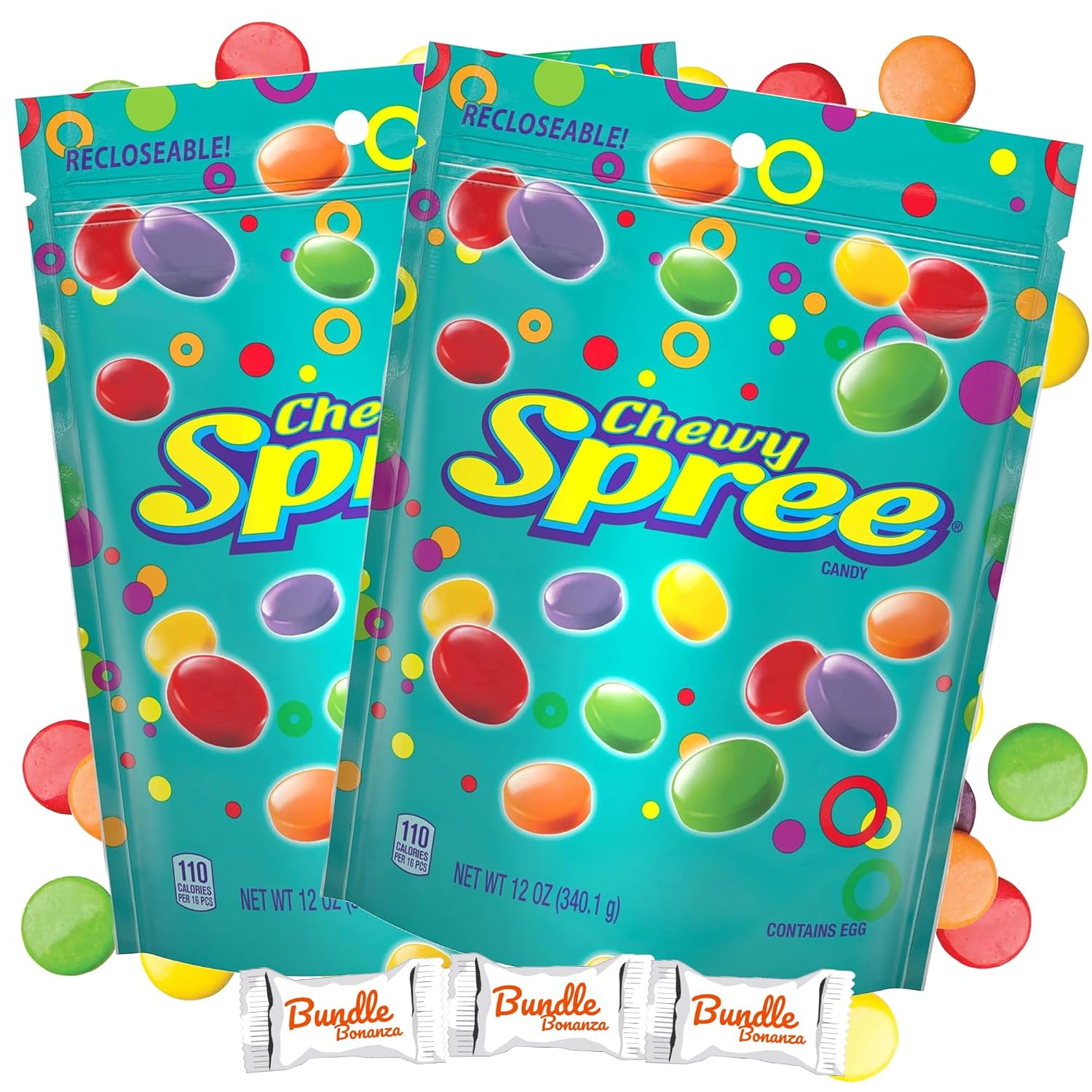 Wonka Chewy SPREE Fruit Flavored Candy, 12oz Each 2 Pack WBundle Bonanza Candy