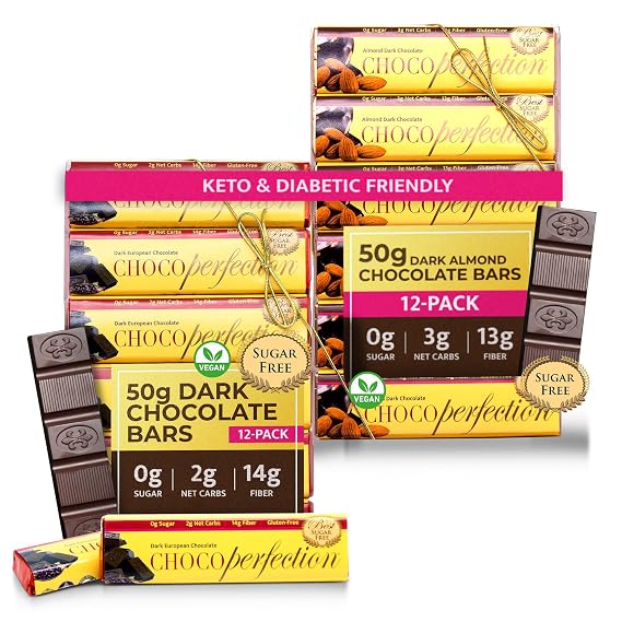 ChocoPerfection Sugar Free Dark Chocolate & Almond Keto Bundle - 24 Pack