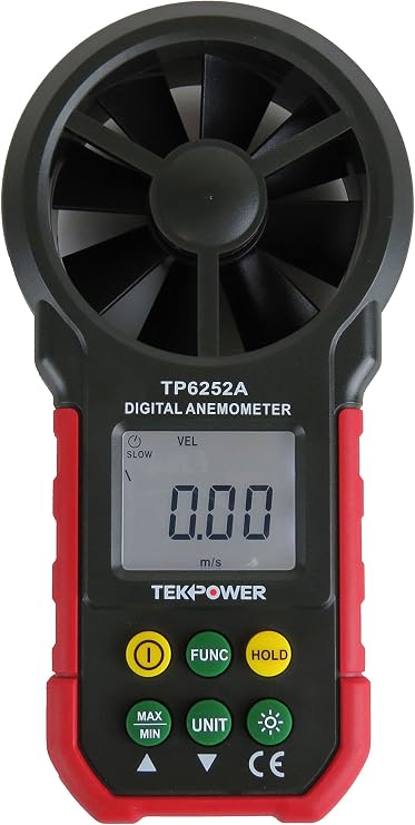 Tekpower Digital Handheld Anemometer TP6252A Wind Speed Air Velocity Meter with Back-lit LCD Display