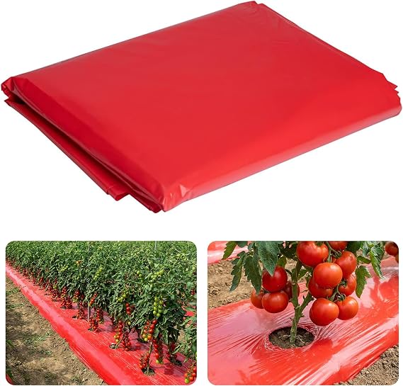 4 Mil Embossed Red Mulch Garden Plastic Film,4ft X 25ft Red Agriculture Crops Grow Film, Planting Mulch Films for Potato, Tomato, Eggplant, Strawberry