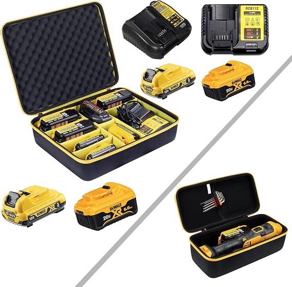 khanka Hard Storage Case Replacement for Dewalt 12v/20v/60v Max XR Battery and Charger/Dewalt 20V MAX Right Angle Cordless Drill/Driver DCD740C1 / DCD740B