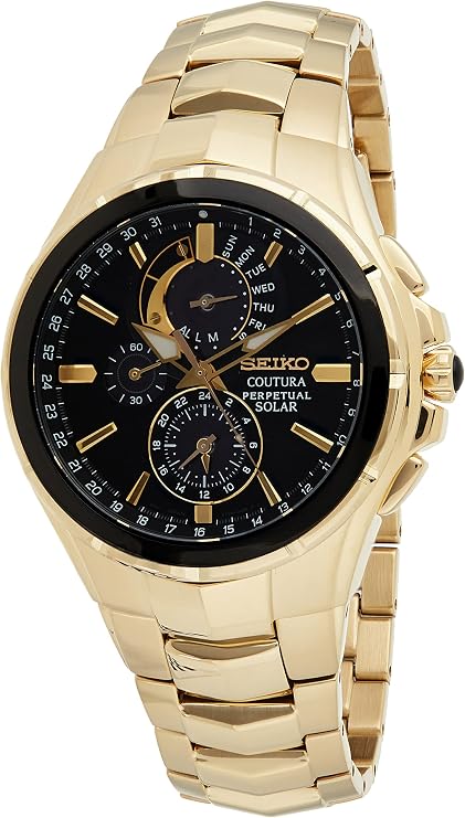 Coutura Men's Solar Perpetual Calendar Alarm Chronograph Watch | Stainless Steel Case & Bracelet, Light-Powered, 6-Month Power Reserve, Perpetual Calendar, 100m Water Resistant