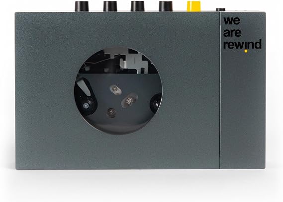We are Rewind Portable Cassette Player - Cassette Tape Recorder w/Bluetooth Connection Speaker or Headphones, 3.5mm Audio Cable - (Keith, Grey)