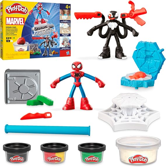 Play-Doh Marvel Spider-Man Fırlat ve İkiye Böl Kapışması Oyun Seti