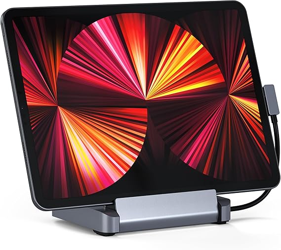 Satechi 6-in-1 USB-C Stand Hub for iPad Pro, Foldable, Space Gray | Aluminum docking station Compatible with iPad Air/Pro