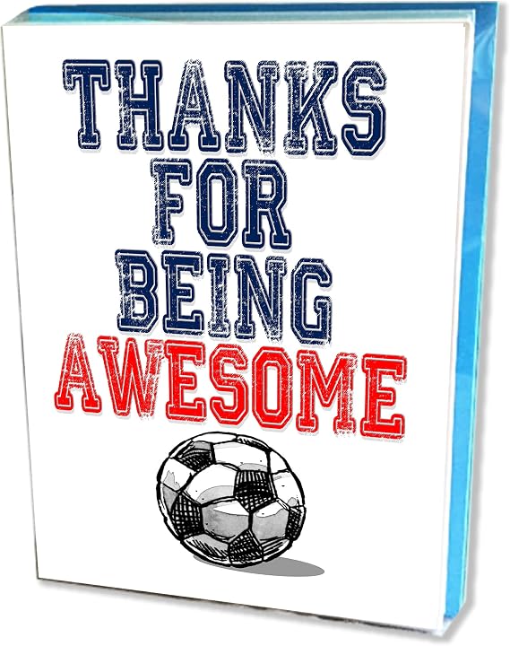 Play Strong Soccer Thanks for Being Awesome Note Cards 12-Pack (4.25"x5.5") Illustrated Sports Powercards Perfect for Soccer Players, Coaches, Fans and Fanatics - They'll Love 'Em!