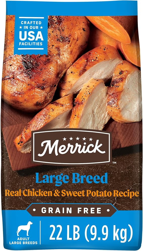 Merrick Grain Free Premium Large Breed Dry Dog Food, Wholesome and Natural Kibble, Chicken and Sweet Potato - 22.0 lb. Bag