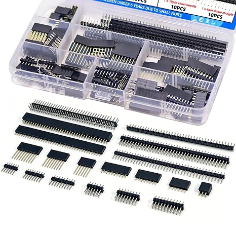 138PCS 2.54mm Male and Female Pin Headers Connector Assortment Kit 3/6/8/10/40Pin Single/Double Row Stackable Shield and Breakaway PCB Breadboard Pin Header for Arduino Prototype Shield