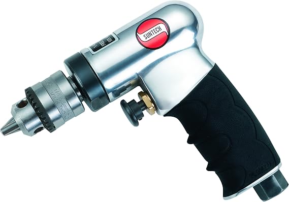 Suntech SM-7283 1/4" Mini Air Drill, Air Powered, with Grip, 2,800 Rpm, Silver