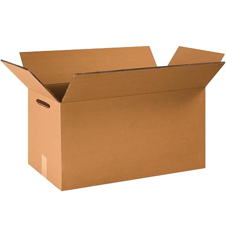 Boxes Fast 24" x 12" x 12" Heavy-Duty Corrugated Cardboard Boxes with Hand Holes, BFHD241212DWHH, for Lifting and Moving, Kraft (Pack of 15)